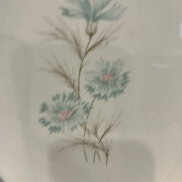 VINTAGE TABLEWARE BLUE Wild Flowers OVAL PLATTER 9” Serving Farmhouse Cottage - Picture 4 of 8